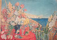 cvijeće na verandi - ulje na platnu