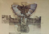 Daniel Butala - Leptir - Veliki crtež iz 1981.g. - 103x75cm