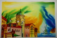 Domenico Gonzi "Rijeka" akvarel 50x70cm