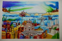 Domenico Gonzi "Rijeka" akvarel 50x70cm