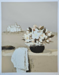 Dragica Cvek Jordan "Cvijeće i crkvica" svilotisak serigrafija 50x60cm