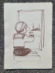 Dragica Cvek Jordan "Dječak na prozoru" svilotisak serigrafija 27x20cm