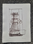 Dragica Cvek Jordan "Djevojčica" svilotisak serigrafija 27x20cm;
