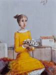 Dragica Cvek Jordan "Djevojčica u žutom" ulje na platnu 40x30cm