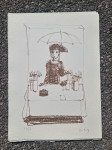 Dragica Cvek Jordan "S kišobranom" svilotisak serigrafija 27x20cm;
