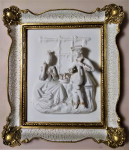 dvorska čajanka sa lutnjom  - reljefna slika