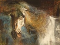Fahrudin Šadić "Bijeli konj" giclee na platnu 45x55 cm