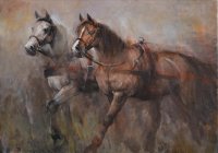 Fahrudin Šadić "Konji u zaprezi" serigrafija 50x70cm