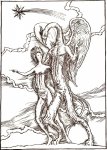 Ferdinand Kulmer "Djevojka i ninfa" serigrafija 70x50cm