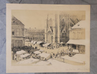 Filakovac Vladimir, Glavni osječki trg, litografija, 1920.