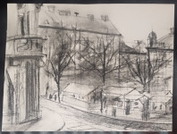 Franjo Hvalić - ugljen - 39x30cm - Zagreb / Britanski trg