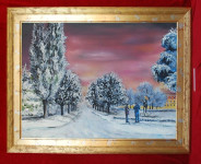 Idila Alkarskog trkališta u zimi- 2008., ulje na platnu, Nina Lovrić