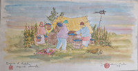Ivan Lacković Croata, " Berba grožđa" ,vrhunski akvarel iz '91