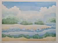 Ivan Rabuzin "Oblaci" akvarel bakropis 30x40cm; iz 1992 godine;