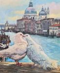 Ivan Vlašić "Zaljubljeni golubovi u Veneciji" ulje na platnu 80x65cm;