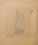Ivo Režek "Djevojčica Nina s lutkom" olovka 27x20cm; oko 1949;