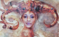 Jadranska meduza, akvarel, Životić, 28 x 18,5 cm