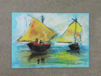 Jedrenjaci, suhi pastel, 34 x 24 cm.