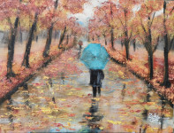 Jesenska šetnja -- ulje na platnu