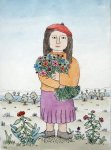 Josip Generalić"Djevojčica" bakropis/akvarel 27x20cm -1987g.