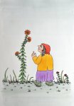 Josip Generalić "Djevojka i cvjet" akvarel 50x35cm 1971 god