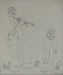 Josip Generalić "Violinist" crtež tuš 50x40cm iz 1982 godine