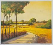 Katarina Henc "Žitna polja"  svilotisak serigrafija 50x70cm;