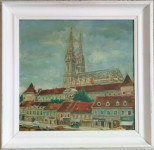 Zagrebačka katedrala  - ulje na lesonitu