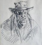 KRUNO BOŠNJAK - Tin Ujević, crtež olovkom iz 1984.g., 47x42cm