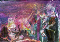 L. KUČANDA, NOVIGRAD PODRAVSKI - PLESAČICE AKT ULJE NA ŠPERPLOČI