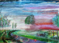 L. KUČANDA, NOVIGRAD PODRAVSKI -  ULJE NA PAPIRU 1983