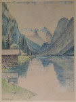 Sniženo! Louis Brosche - Alpe - Pastel iz 1942 - 38x28cm
