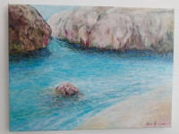 Mala plaža, Ana Hreljanović, umjetnička slika, ulje na platnu, 30x40cm