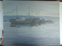 Marijan Bingula "Ribarice u luci" ulje na platnu 40x60 cm