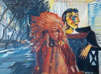 Marina Šantor "Indijanac u New Yorku" 60x80cm ulje na platnu