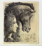 Mersad Berber "Djevojka i konj" bakropis 50x40cm; iz 1993 god