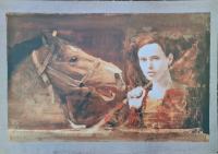 Mersad Berber "Djevojka i konj" kombinirana tehnika 50x70cm;