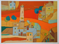 Miljenko Bengez "Grad" svilotisak serigrafija 50x70cm;