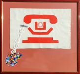 Miroslav Šutej "Crveni telefon" kolaž 60x60cm iz 1981. godine;