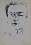 Miroslav Šutej "Portret muškarca A" crtež tušem 55x45cm iz 1956 godine