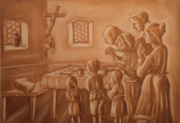 molitva - crtež sephiom na papiru