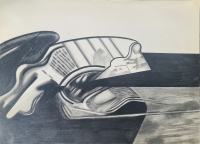 Nikola Koydl "Pejzaž" crtež olovkom 30x50cm; iz 1972 god;