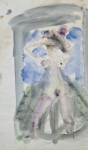 Nikola Reiser "Akt" akvarel crtež 42x25cm; oko 1970  godine;