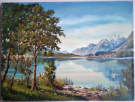 uz jezero - ulje na platnu