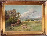 pastir s ovcama - ulje na platnu