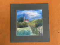 Pejzaž s crkvom - Pastel