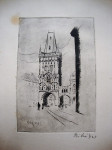 PETAR BIBIĆ - SLIKA IZ 1923. PRAGUE TOWER - BARUTNA KULA PRAG 1923.