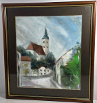 pogled niz ulicu  - ulje na kartonu