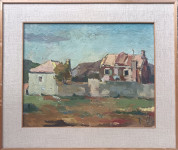 prigradski pejsaž - ulje na lesonitu