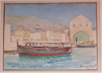 Rijetko! J.J. Leard - Hvar (Lesina), akvarel iz 1907.